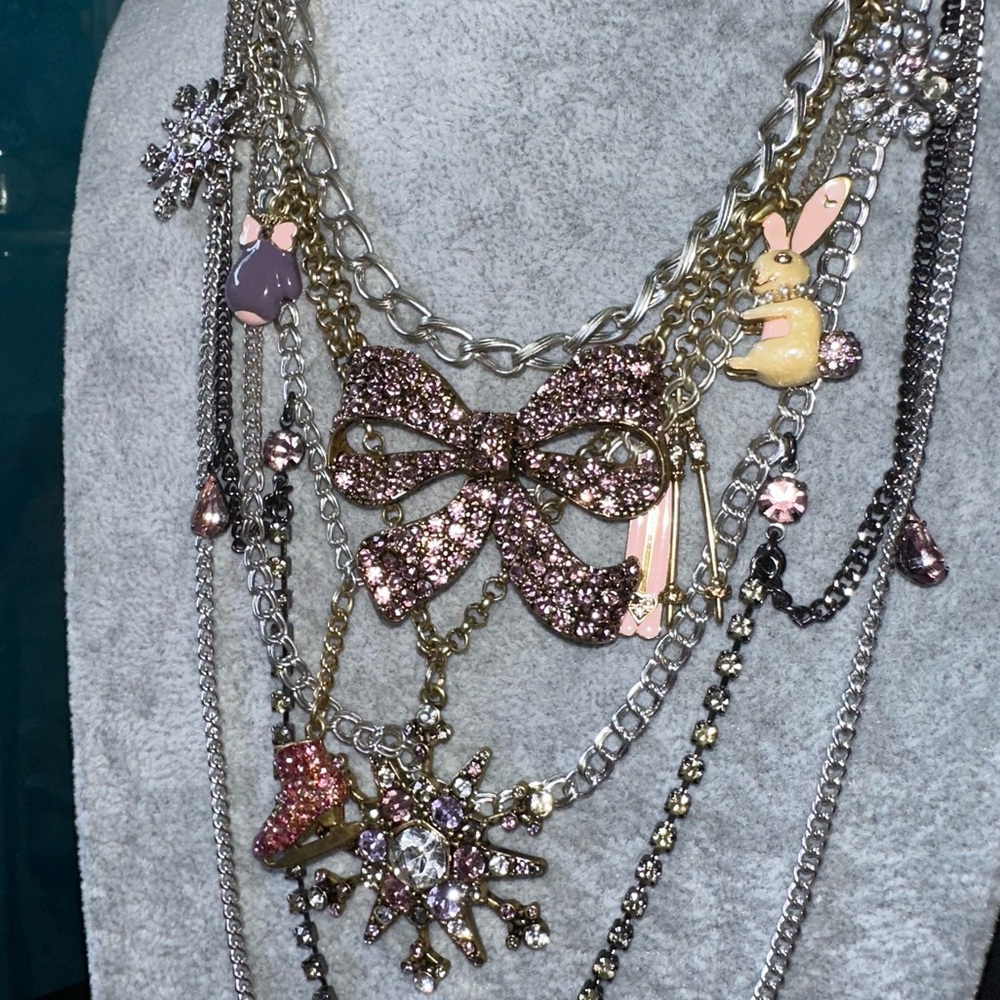 Betsey Johnson • Rare Ski Bunny Layered Mixed Metal Necklace